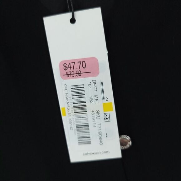 Calvin Klein Black Chiffon V-Neck Blouse Medium - Picture 7 of 8
